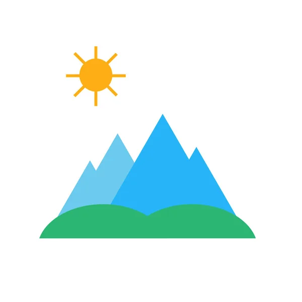 Icono de montaña signo vectorial y símbolo aislado en el fondo blanco — Vector de stock