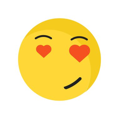 Simge vektör işareti ve beyaz arkasında izole sembolü aşık gülümseme