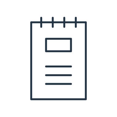 Beyaz arka plan üzerinde defter işareti izole defter simge vektör