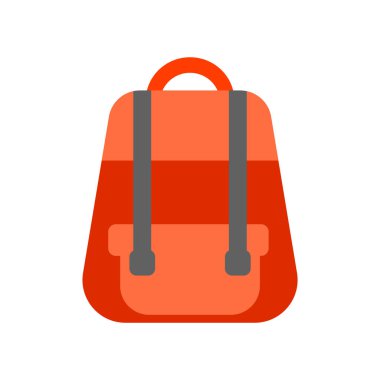 Simge vektör işareti ve üzerinde beyaz adam izole sembolü sırt çantası