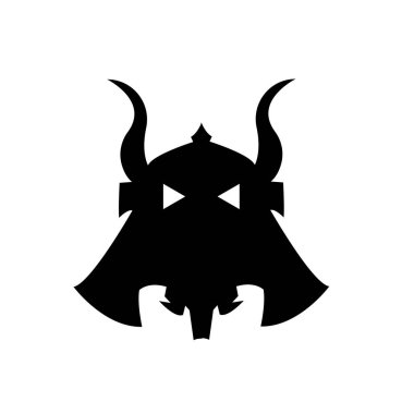 Samuray baş Japonya simge vektör işareti ve wh izole sembolü