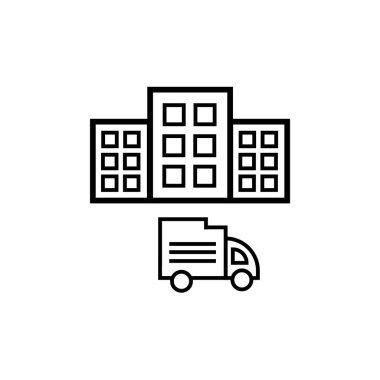 Teslimat kamyonu simge vektör web ve mobil uygulaması tasarımı, teslimat kamyonu logo kavramı için izole üzerinde beyaz arka plan