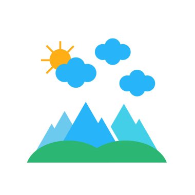 Dağlar simge vektör işareti ve üzerinde beyaz backgrou izole sembolü