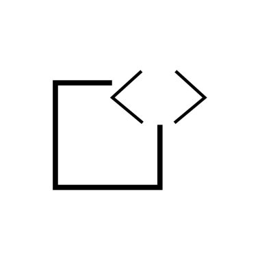 kod simge vektör işareti ve beyaz arka plan üzerinde c izole sembolü