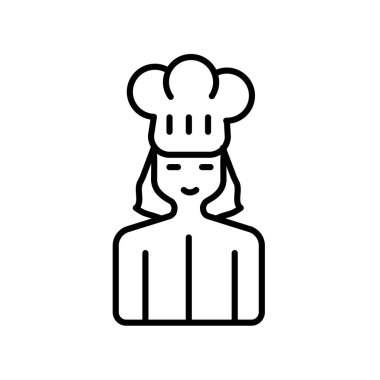 Beyaz arka plan, şef şeffaf işareti, ince bir çizgi üzerinde tasarım öğeleri anahat tarzı izole Şef simge vektör