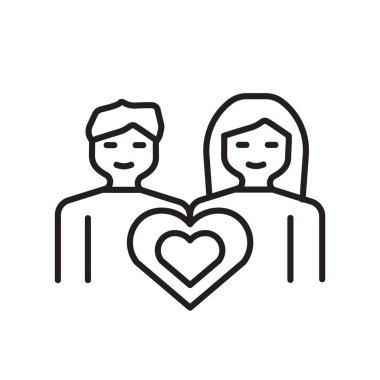 Beyaz arka plan üzerinde sevgi işareti, ince izole aşk simge vektör 