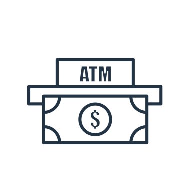 Beyaz arka plan üzerinde Atm işareti izole atm simge vektör
