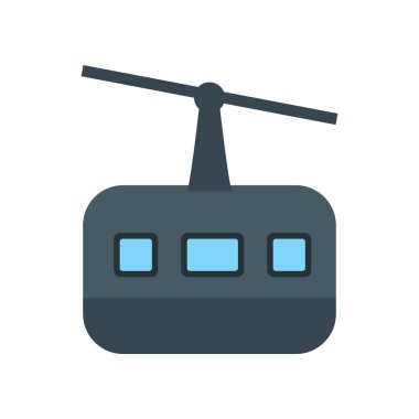 Teleferik simge vektör işareti ve üzerinde beyaz adam izole sembolü