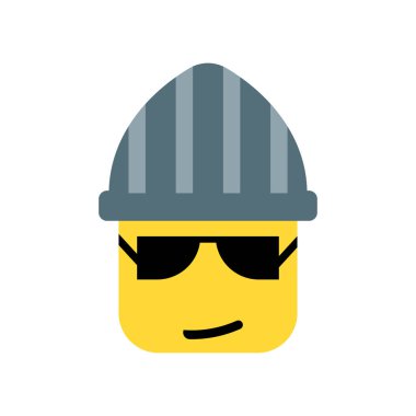 Hırsız gülümseme simge vektör işareti ve beyaz arkasında izole sembolü