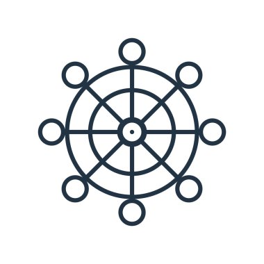 Beyaz arka plan üzerinde gemi tekerlek izole gemi tekerlek simge vektör 