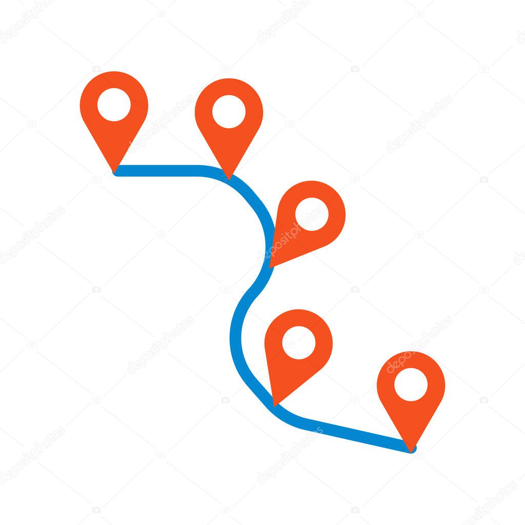 Route icon vector isolated on white background for your web and mobile app design, Route logo concept