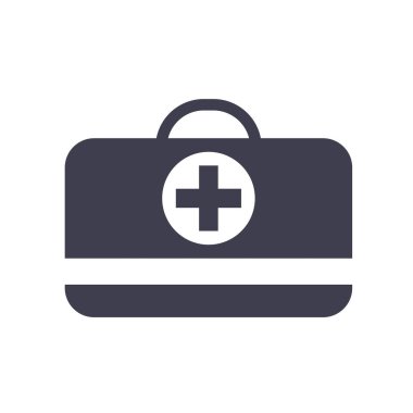 İlk yardım çantası simge vektör işareti ve beyaz arkasında izole sembolü