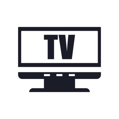 Televizyon simge vektör işareti ve üzerinde beyaz backgro izole sembolü