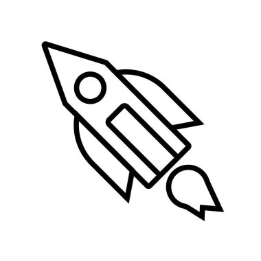 Web ve mobil uygulaması tasarım için beyaz arka plan üzerinde izole roket simgesi