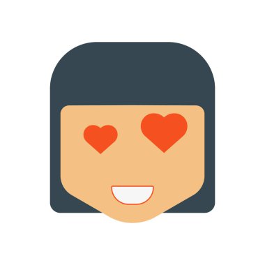 Simge vektör işareti ve beyaz arkasında izole sembolü aşık gülümseme