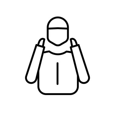 Beyaz arka plan, Takbir şeffaf işareti, ince bir çizgi üzerinde tasarım öğeleri anahat tarzı izole Takbir simge vektör