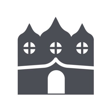 Perili ev simge vektör işareti ve beyaz arkasında izole sembolü