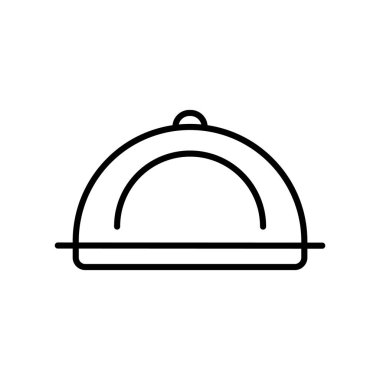 Beyaz arka plan, tepsi şeffaf işareti, ince bir çizgi üzerinde tasarım öğeleri anahat tarzı izole tepsi simge vektör