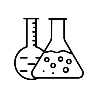 İzole beyaz arka plan, Flask işareti, thi şişesi simge vektör
