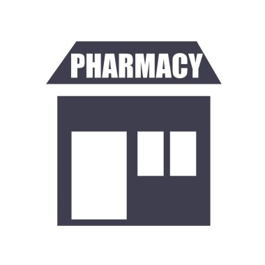 Eczane simge vektör işareti ve üzerinde beyaz adam izole sembolü