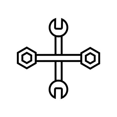 İngiliz anahtarı simgesini vektör işareti ve beyaz arka plan üzerinde izole sembolü,