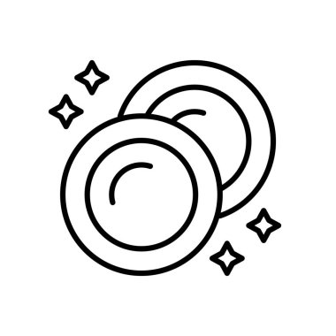 Beyaz arka plan, çanak şeffaf işareti, ince bir çizgi üzerinde tasarım öğeleri anahat tarzı izole çanak simge vektör