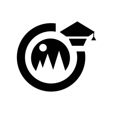 Mezuniyet resimleri simge vektör web ve mobil uygulaması tasarımı, mezuniyet resimleri logo kavramı üzerinde izole beyaz arka plan