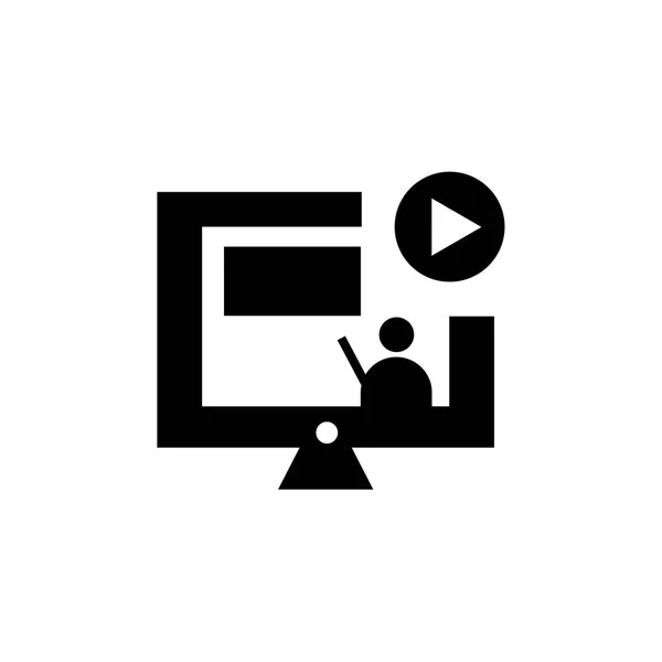 Sinal de vetor de ícone de vídeo educacional e símbolo isolado no branco — Vetor de Stock