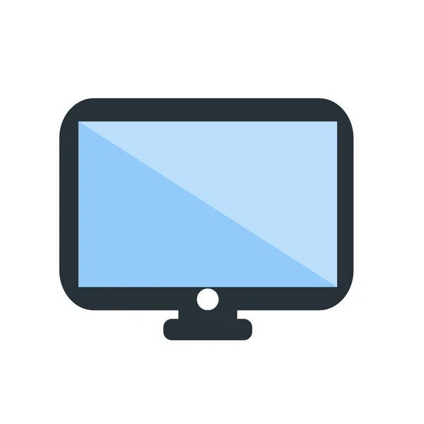 Monitor icono signo vectorial y símbolo aislado sobre fondo blanco — Vector de stock