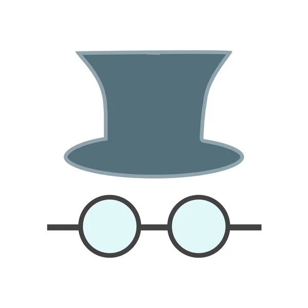 Καπέλο και τα γυαλιά εικονίδιο διάνυσμα σημάδι και σύμβολο που απομονώνονται σε λευκό ΒΑ — Διανυσματικό Αρχείο