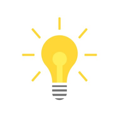 Ampul simge vektör işareti ve üzerinde beyaz backgro izole sembolü