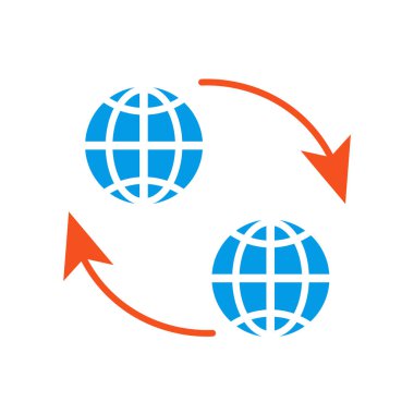 Web ve mobil uygulaması tasarımı, küresel logo kavramı için beyaz arka plan üzerinde izole küresel simge vektör