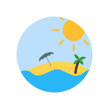 Web ve mobil uygulaması tasarımı, Beach logo kavramı için beyaz arka plan üzerinde izole Beach simge vektör