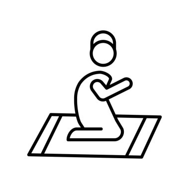 Beyaz arka plan, şeffaf işareti İslam dua, ince bir çizgi üzerinde tasarım öğeleri anahat tarzı izole İslam Pray simge vektör