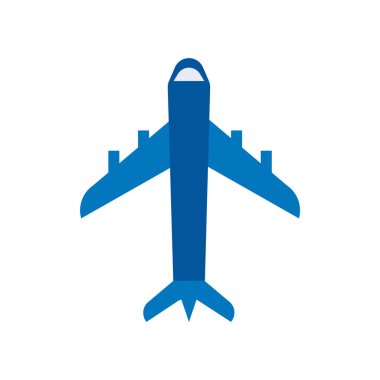 Uçak simge vektör işareti ve üzerinde beyaz adam izole sembolü