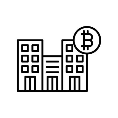 Beyaz arka plan, Bitcoin şeffaf işareti, ince bir çizgi üzerinde tasarım öğeleri anahat tarzı izole Bitcoin simge vektör