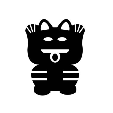 Şanslı kedi oyuncak simge vektör işareti ve beyaz arkasında izole sembolü