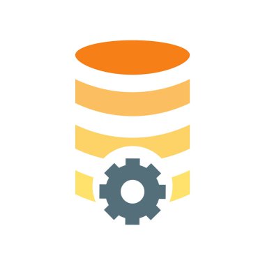 Veritabanı simge vektör işareti ve üzerinde beyaz adam izole sembolü