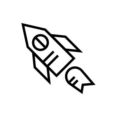 Web ve mobil uygulaması tasarımı, roket logo kavramı için beyaz arka plan üzerinde izole roket simge vektör