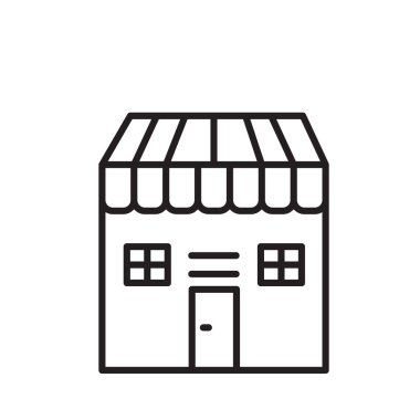 Beyaz arka plan üzerinde Shop kayıt, ince izole dükkanı simge vektör 