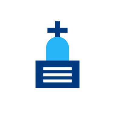 Mezarlık simge vektör işareti ve üzerinde beyaz adam izole sembolü