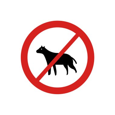 Herhangi bir evcil hayvan simge vektör web ve mobil uygulaması tasarımı, No Pets logo kavramı üzerinde izole beyaz arka plan