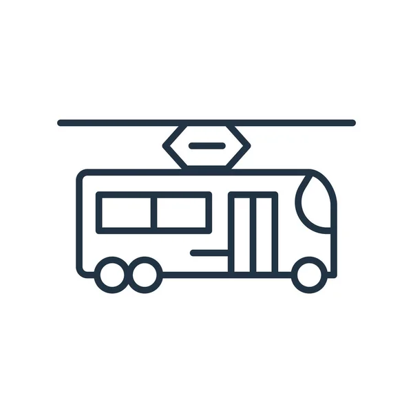 トロリーバス透明な記号 白地に分離されたトロリーバスのアイコン ベクトル — ストックベクタ
