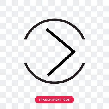 Saydam arka plan üzerinde Righ izole sağ ok vektör simgesi