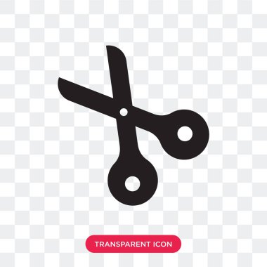 Saydam arka plan üzerinde makas izole makas vektör simgesi