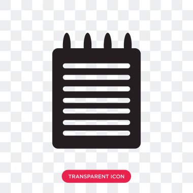 Saydam arka plan üzerinde Not izole defter vektör simgesi