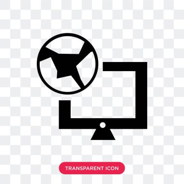 Bilgisayar ve ağ vektör simgesi üzerinde şeffaf backgro izole