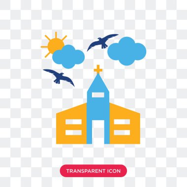 Saydam arka plan üzerinde kilise lo izole kilise vektör simgesi