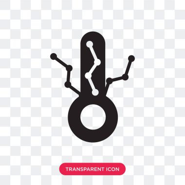 Saydam arka plan üzerinde orada izole termometre vektör simgesi