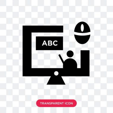 Saydam arka plan üzerinde yalnız izole online sınıf vektör simgesi